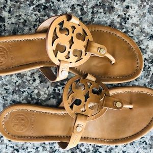 Tory Burch Tan Patent Leather Miller Sandal